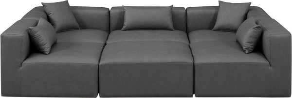 Cube Charcoal Grey Vegan Leather Modular Sectional 668Grey-Sec6C Meridian Furniture