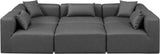 Cube Charcoal Grey Vegan Leather Modular Sectional 668Grey-Sec6C Meridian Furniture