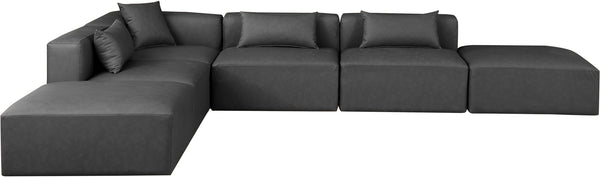 Cube Charcoal Grey Vegan Leather Modular Sectional 668Grey-Sec6E Meridian Furniture