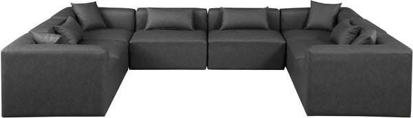 Cube Charcoal Grey Vegan Leather Modular Sectional 668Grey-Sec8A Meridian Furniture