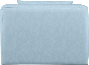 Cube Light Blue Vegan Leather Armless Chair 668LtBlu-Armless Meridian Furniture
