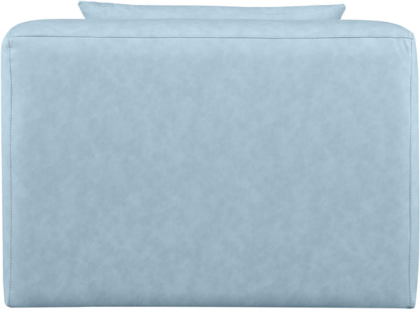 Cube Light Blue Vegan Leather Armless Chair 668LtBlu-Armless Meridian Furniture