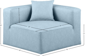 Cube Light Blue Vegan Leather Corner Chair 668LtBlu-Corner Meridian Furniture