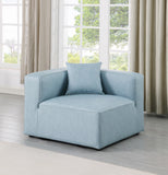 Cube Light Blue Vegan Leather Corner Chair 668LtBlu-Corner Meridian Furniture