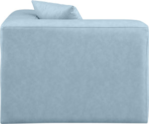 Cube Light Blue Vegan Leather Corner Chair 668LtBlu-Corner Meridian Furniture