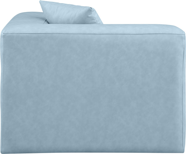 Cube Light Blue Vegan Leather Corner Chair 668LtBlu-Corner Meridian Furniture