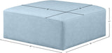 Cube Light Blue Vegan Leather Ottoman 668LtBlu-Ott Meridian Furniture