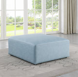 Cube Light Blue Vegan Leather Ottoman 668LtBlu-Ott Meridian Furniture