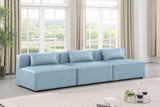 Cube Light Blue Vegan Leather Modular Sofa 668LtBlu-S108A Meridian Furniture