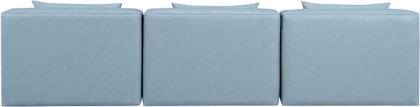 Cube Light Blue Vegan Leather Modular Sofa 668LtBlu-S108A Meridian Furniture