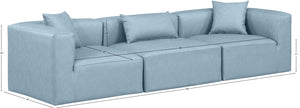 Cube Light Blue Vegan Leather Modular Sofa 668LtBlu-S108B Meridian Furniture