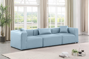 Cube Light Blue Vegan Leather Modular Sofa 668LtBlu-S108B Meridian Furniture