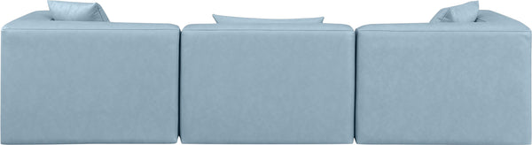 Cube Light Blue Vegan Leather Modular Sofa 668LtBlu-S108B Meridian Furniture