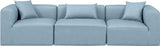 Cube Light Blue Vegan Leather Modular Sofa 668LtBlu-S108B Meridian Furniture