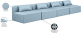 Cube Light Blue Vegan Leather Modular Sofa 668LtBlu-S144A Meridian Furniture