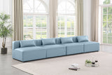 Cube Light Blue Vegan Leather Modular Sofa 668LtBlu-S144A Meridian Furniture