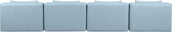 Cube Light Blue Vegan Leather Modular Sofa 668LtBlu-S144A Meridian Furniture