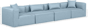 Cube Light Blue Vegan Leather Modular Sofa 668LtBlu-S144B Meridian Furniture