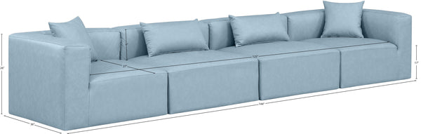 Cube Light Blue Vegan Leather Modular Sofa 668LtBlu-S144B Meridian Furniture