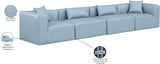 Cube Light Blue Vegan Leather Modular Sofa 668LtBlu-S144B Meridian Furniture