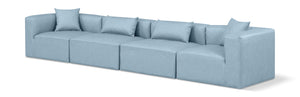 Cube Light Blue Vegan Leather Modular Sofa 668LtBlu-S144B Meridian Furniture