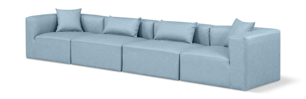 Cube Light Blue Vegan Leather Modular Sofa 668LtBlu-S144B Meridian Furniture