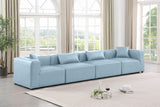 Cube Light Blue Vegan Leather Modular Sofa 668LtBlu-S144B Meridian Furniture