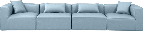 Cube Light Blue Vegan Leather Modular Sofa 668LtBlu-S144B Meridian Furniture