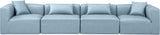 Cube Light Blue Vegan Leather Modular Sofa 668LtBlu-S144B Meridian Furniture