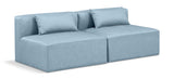 Cube Light Blue Vegan Leather Modular Sofa 668LtBlu-S72A Meridian Furniture