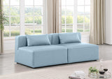 Cube Light Blue Vegan Leather Modular Sofa 668LtBlu-S72A Meridian Furniture