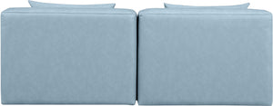 Cube Light Blue Vegan Leather Modular Sofa 668LtBlu-S72A Meridian Furniture