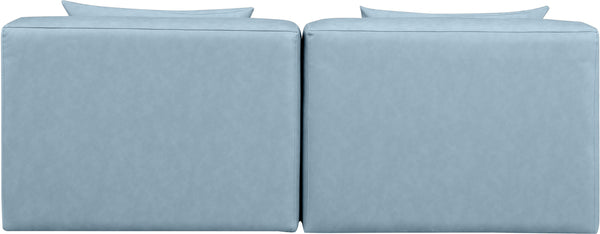 Cube Light Blue Vegan Leather Modular Sofa 668LtBlu-S72A Meridian Furniture