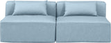 Cube Light Blue Vegan Leather Modular Sofa 668LtBlu-S72A Meridian Furniture