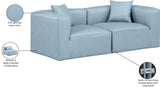 Cube Light Blue Vegan Leather Modular Sofa 668LtBlu-S72B Meridian Furniture