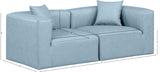 Cube Light Blue Vegan Leather Modular Sofa 668LtBlu-S72B Meridian Furniture