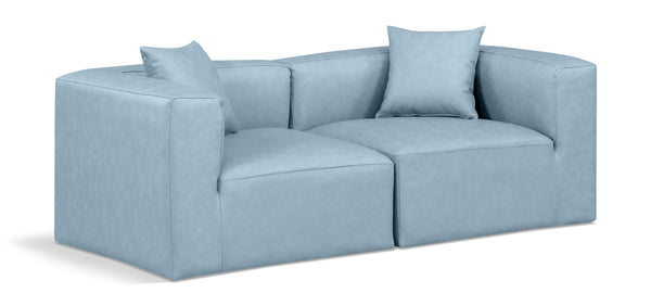 Cube Light Blue Vegan Leather Modular Sofa 668LtBlu-S72B Meridian Furniture