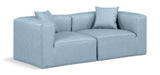 Cube Light Blue Vegan Leather Modular Sofa 668LtBlu-S72B Meridian Furniture