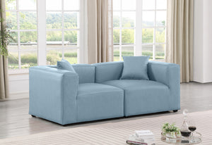 Cube Light Blue Vegan Leather Modular Sofa 668LtBlu-S72B Meridian Furniture
