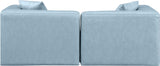 Cube Light Blue Vegan Leather Modular Sofa 668LtBlu-S72B Meridian Furniture