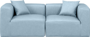 Cube Light Blue Vegan Leather Modular Sofa 668LtBlu-S72B Meridian Furniture