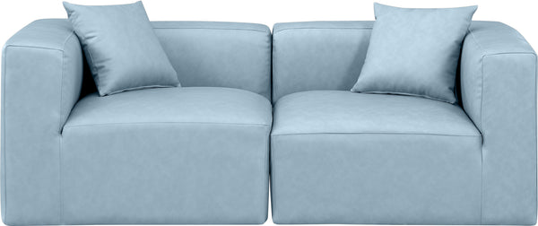 Cube Light Blue Vegan Leather Modular Sofa 668LtBlu-S72B Meridian Furniture