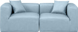 Cube Light Blue Vegan Leather Modular Sofa 668LtBlu-S72B Meridian Furniture