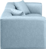 Cube Light Blue Vegan Leather Modular Sofa 668LtBlu-S72B Meridian Furniture