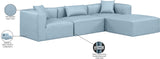 Cube Light Blue Vegan Leather Modular Sectional 668LtBlu-Sec4A Meridian Furniture