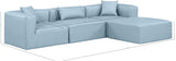 Cube Light Blue Vegan Leather Modular Sectional 668LtBlu-Sec4A Meridian Furniture