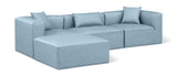 Cube Light Blue Vegan Leather Modular Sectional 668LtBlu-Sec4A Meridian Furniture