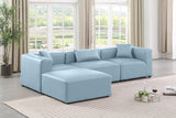 Cube Light Blue Vegan Leather Modular Sectional 668LtBlu-Sec4A Meridian Furniture