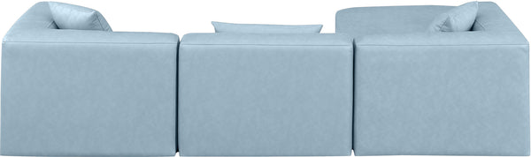 Cube Light Blue Vegan Leather Modular Sectional 668LtBlu-Sec4A Meridian Furniture