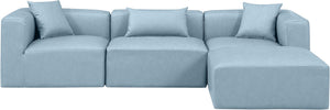 Cube Light Blue Vegan Leather Modular Sectional 668LtBlu-Sec4A Meridian Furniture